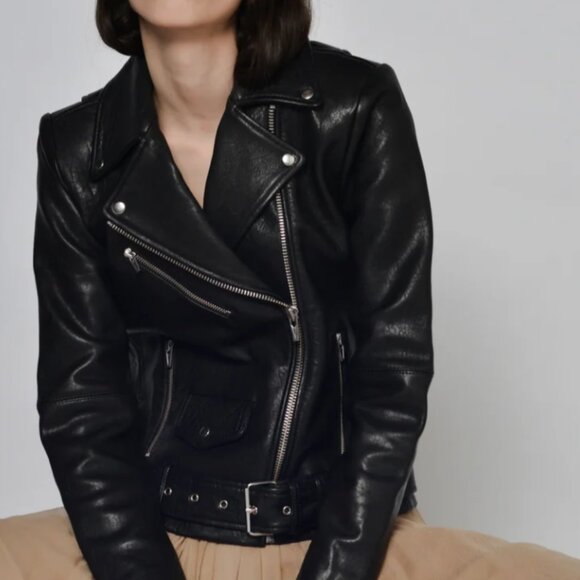 VEDA women's Jayne classic leather jacket, small